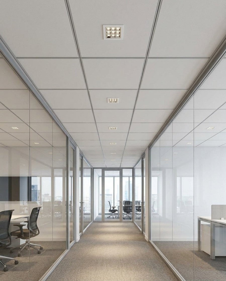 Couloir tertiaire, Downlight XEONA SQUARE réflecteur chrome